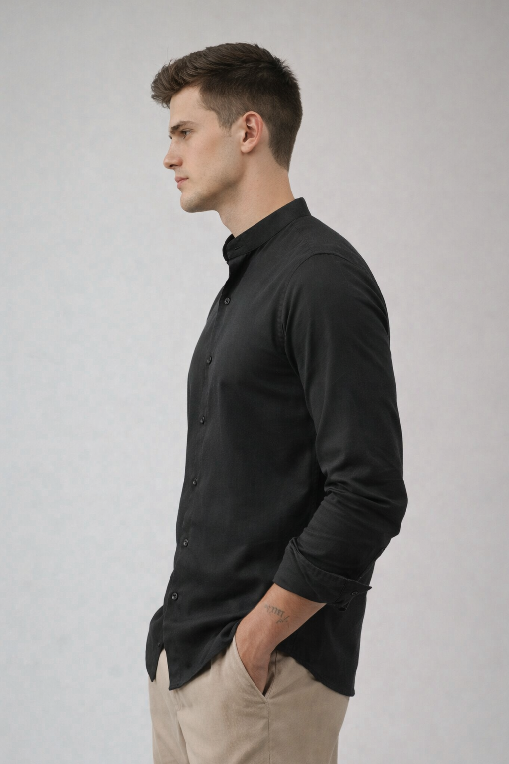 ARZO Midnight Noir Mandarin Shirt