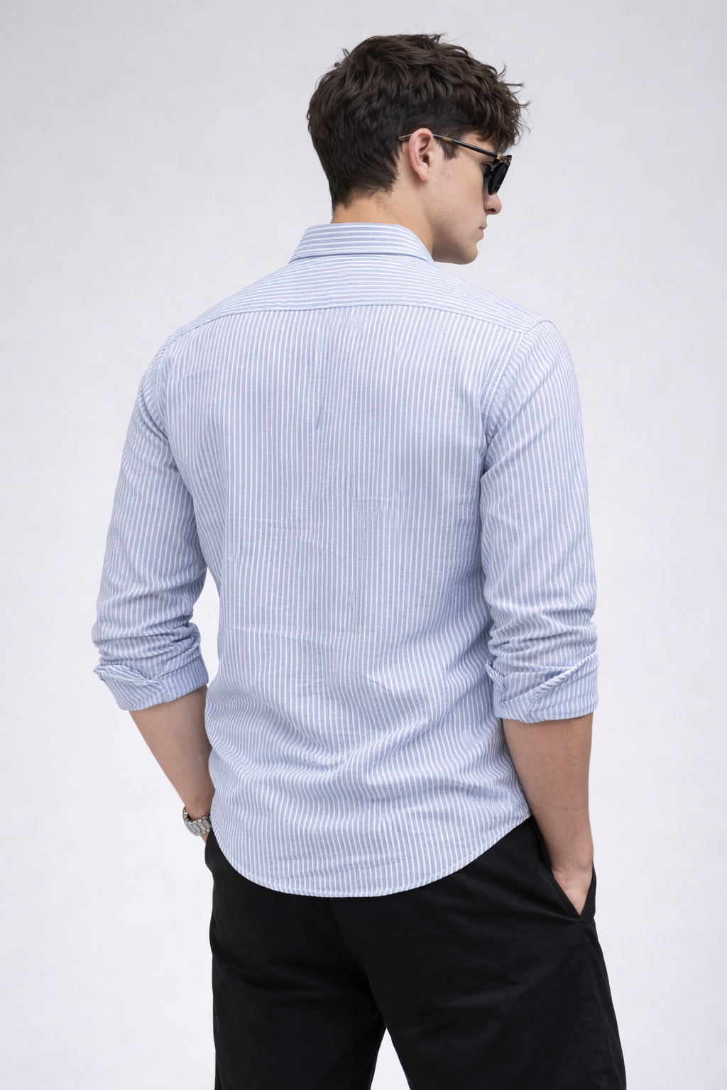 ARZO Cloud Grey Micro-Stripe Shirt
