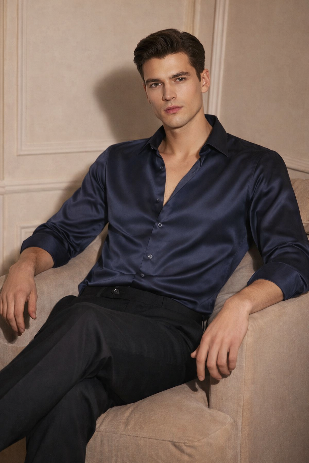 ARZO Midnight Luxe Satin Shirt