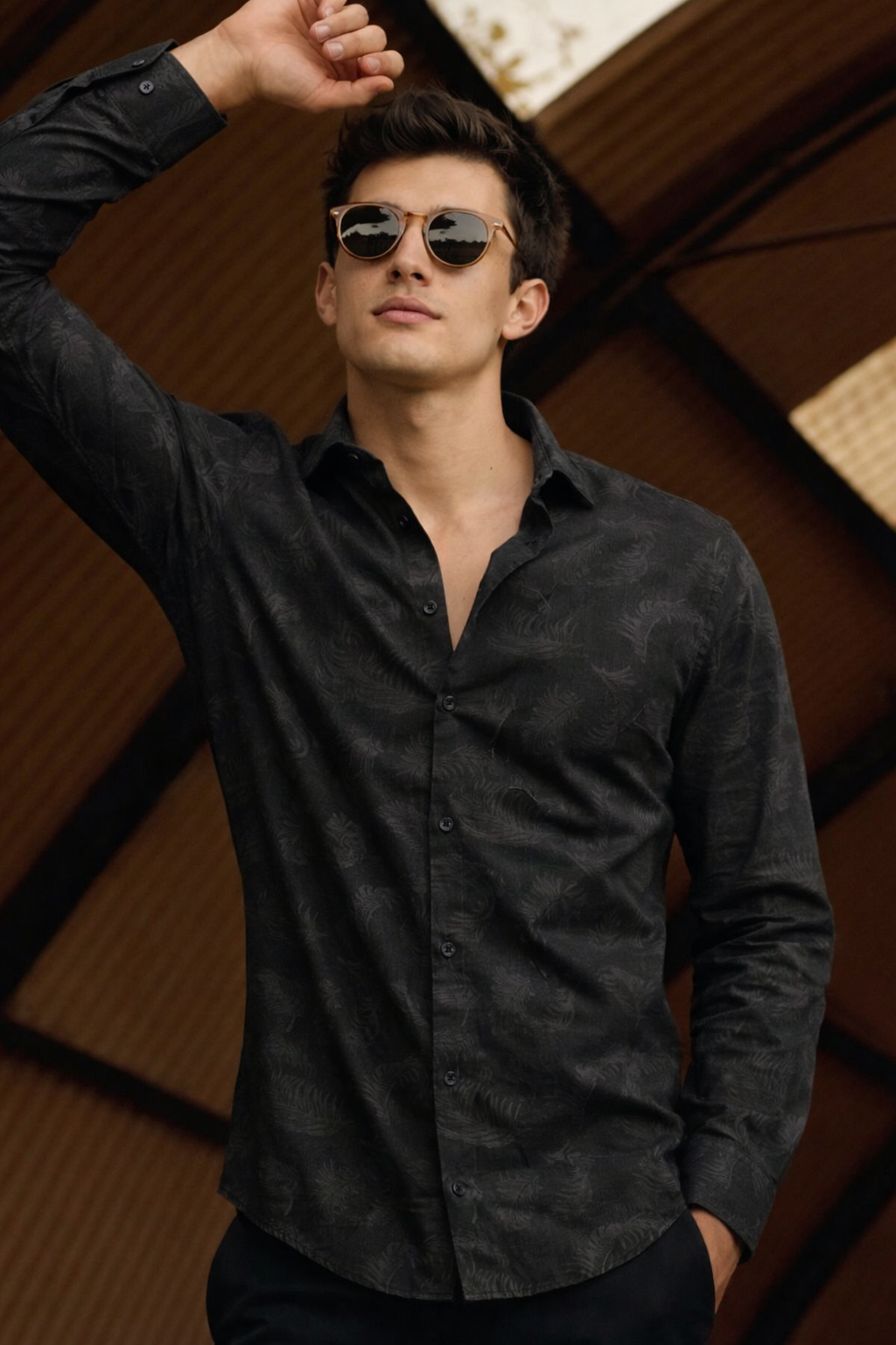 ARZO Noir Signature Print Shirt
