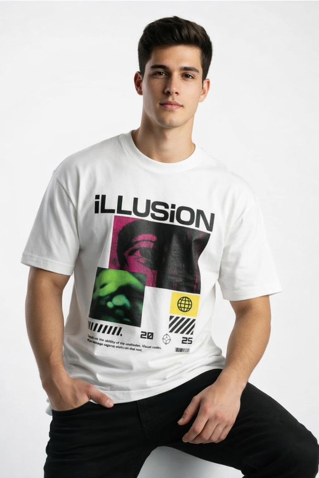ARZO ILLUSION STATEMENT OVERSIZE TEE