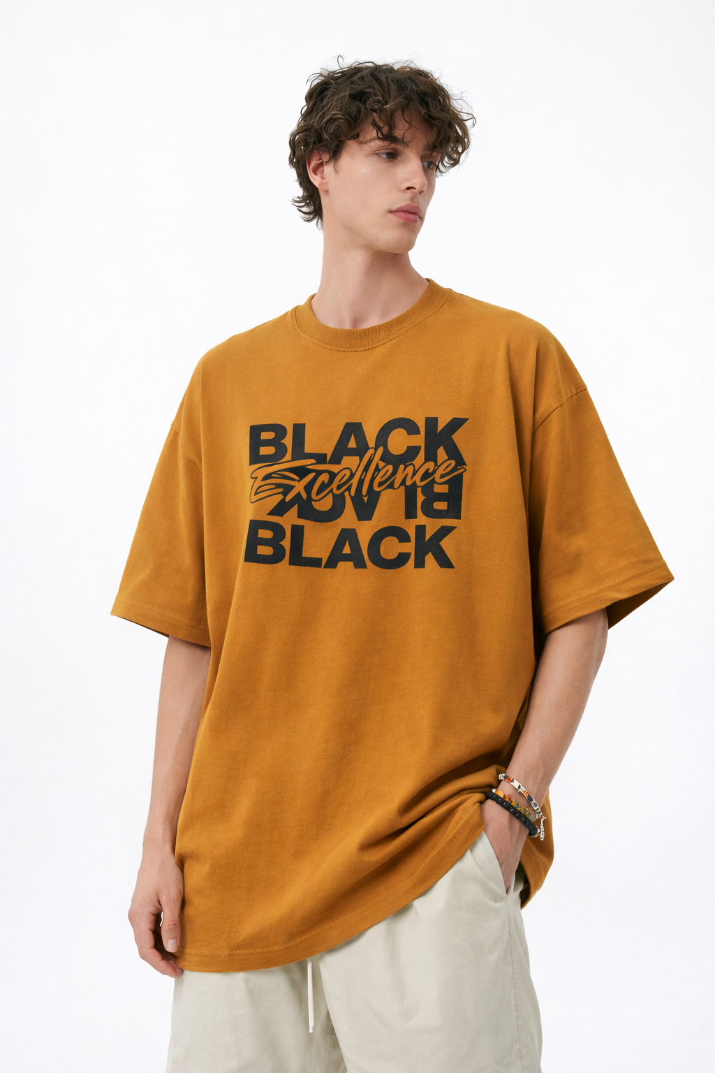 ARZO “Black Excellence”Power Oversize Tee – Earth Brown