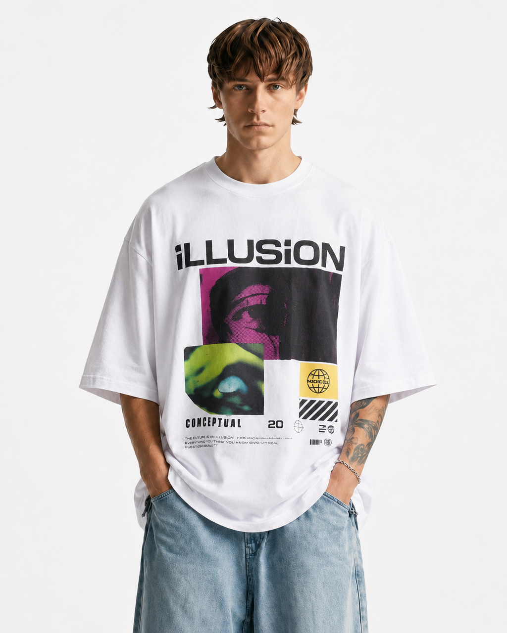 ARZO ILLUSION STATEMENT OVERSIZE TEE