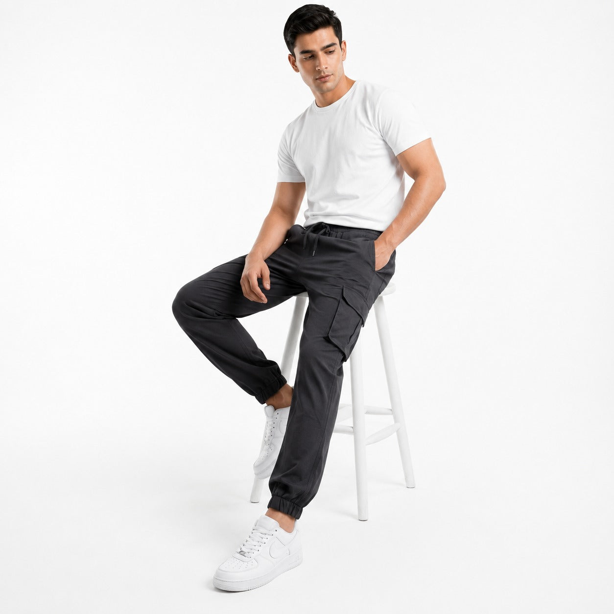 Jet Black Relaxed Joggers