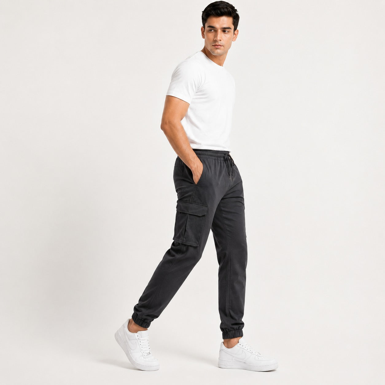 Jet Black Relaxed Joggers