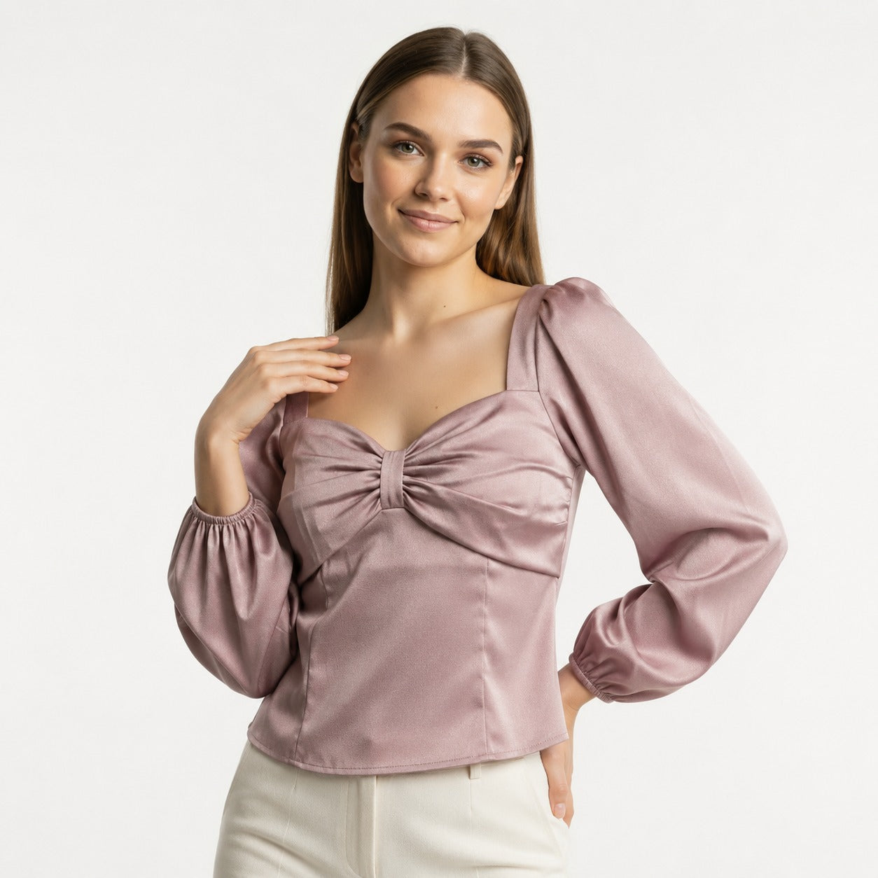 RZO Blush Luxe Ruched Satin Top