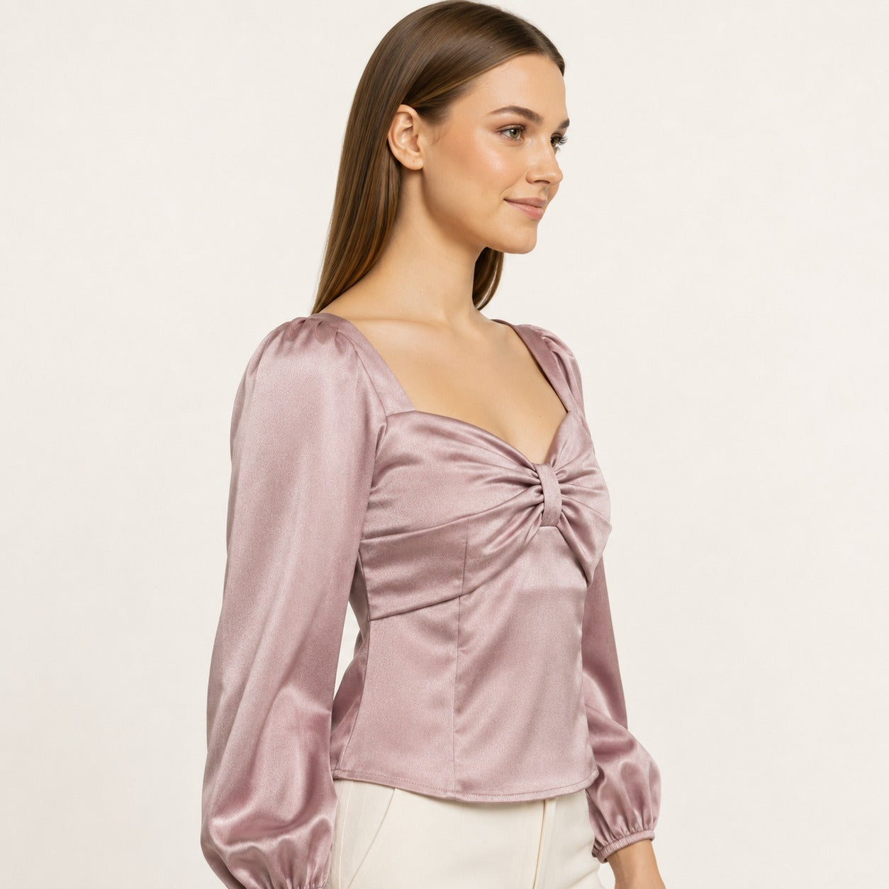 RZO Blush Luxe Ruched Satin Top