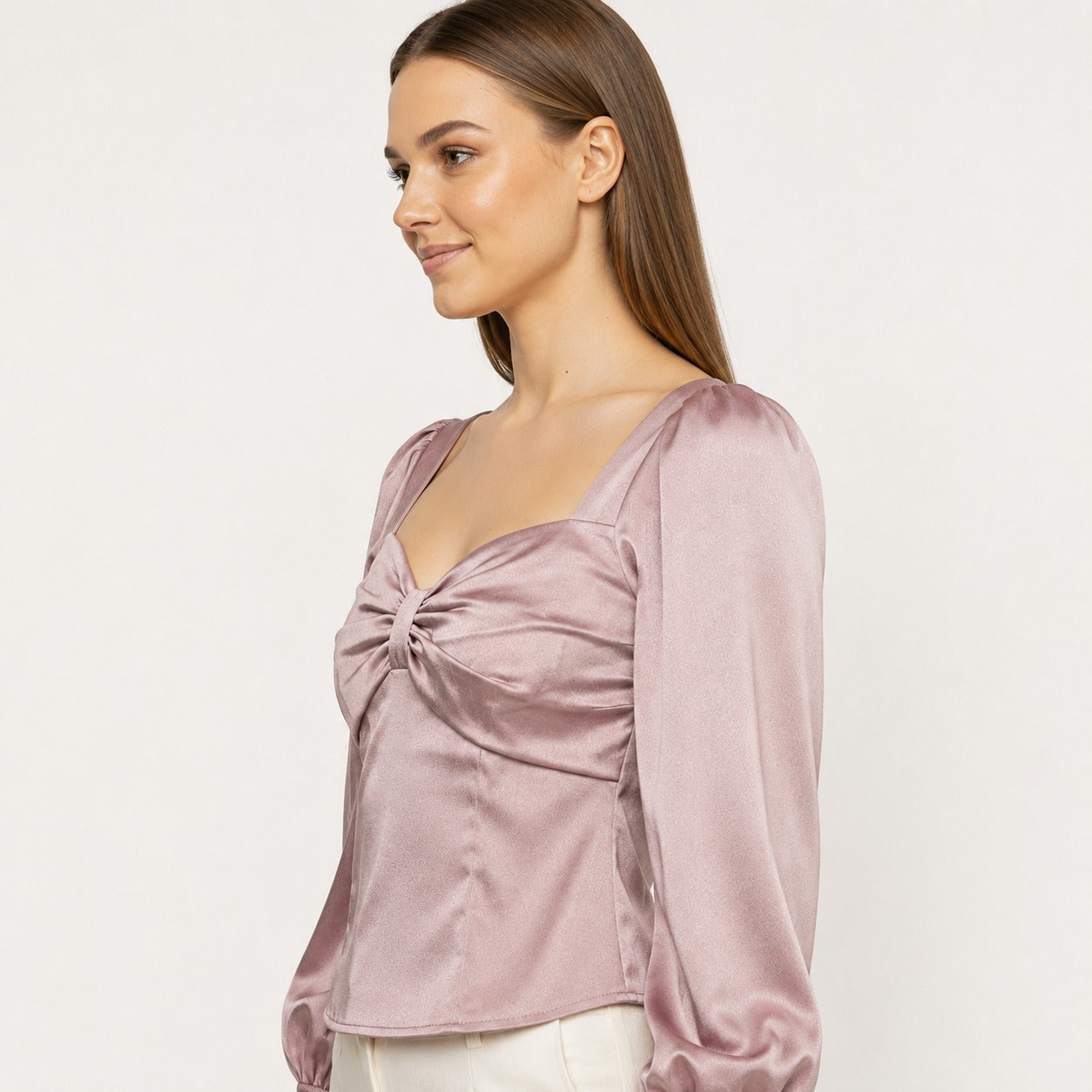 RZO Blush Luxe Ruched Satin Top