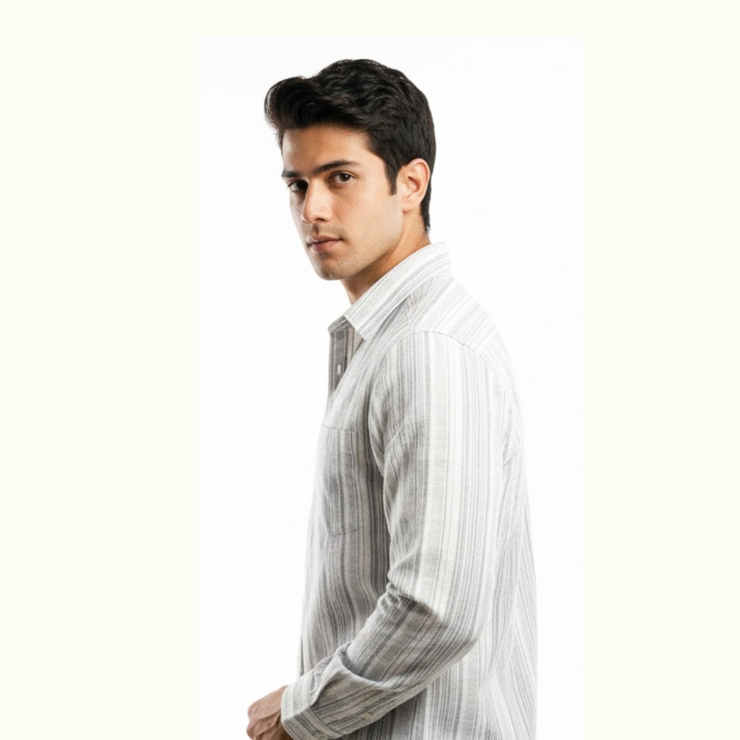ARZO Ash Grey Stripe Comfort Shirt