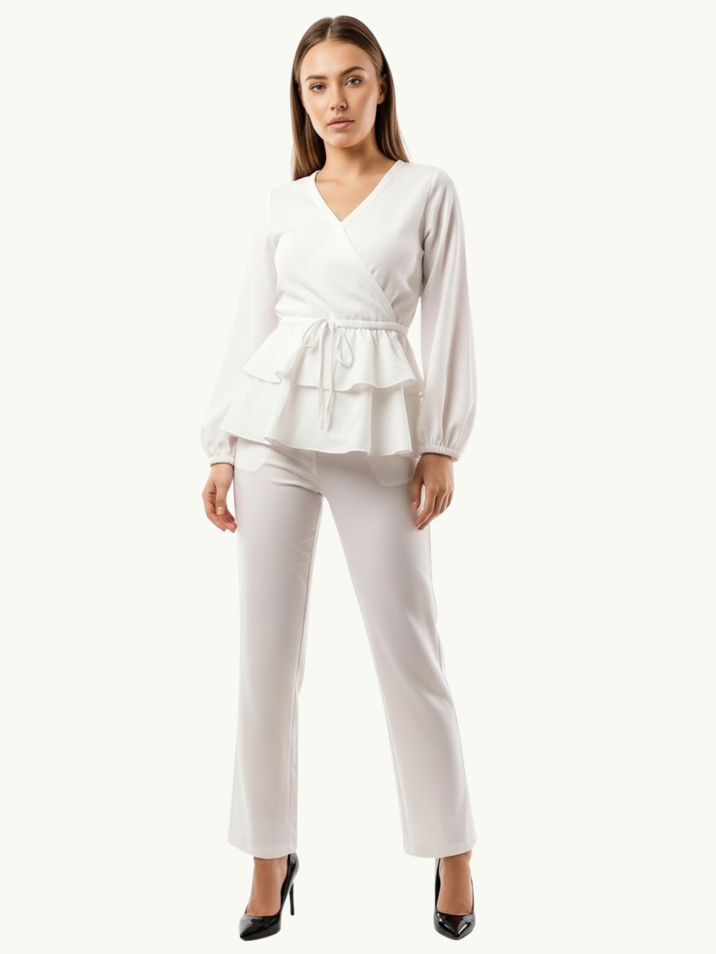 ARZO Ivory Grace Peplum Co-Ord Set