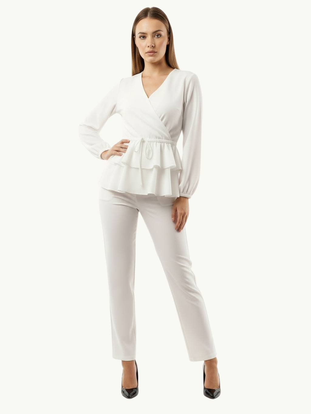 ARZO Ivory Grace Peplum Co-Ord Set