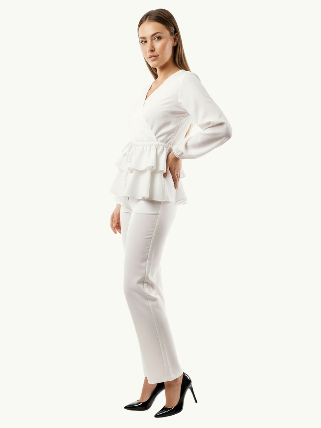 ARZO Ivory Grace Peplum Co-Ord Set