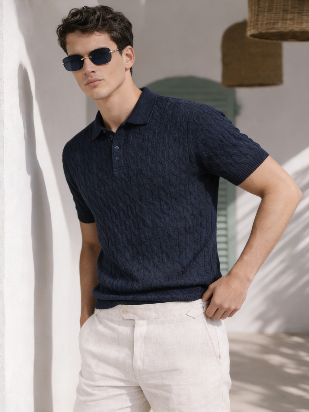 ARZO “Navy Prestige” Textured Polo