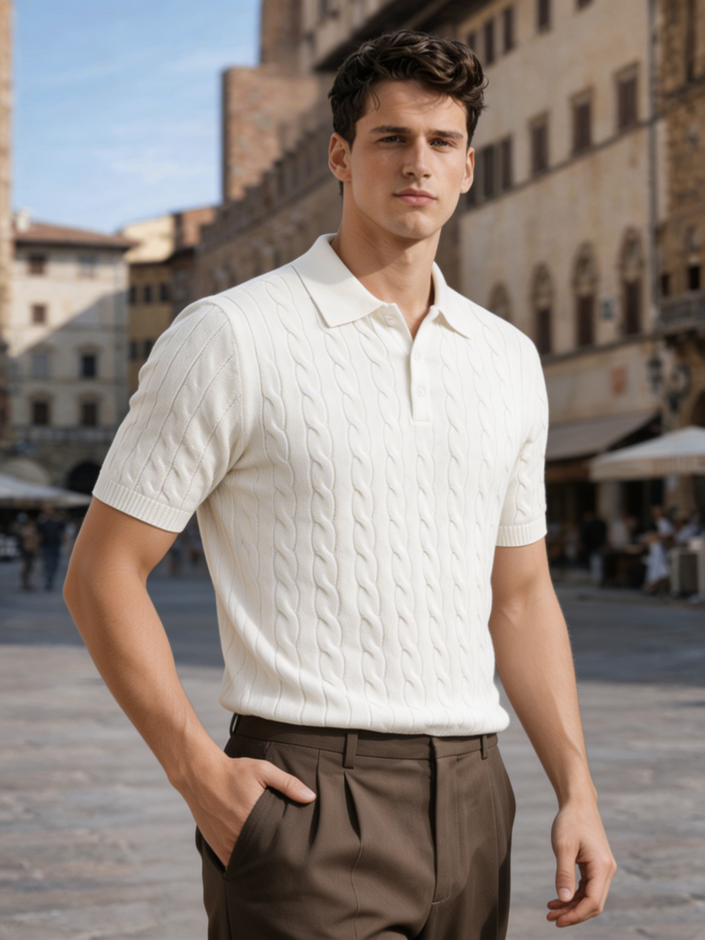 ARZO “Ivory Royale” Textured Polo
