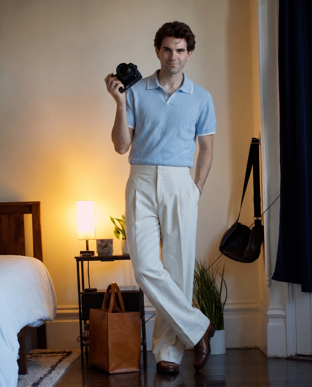 ARZO Signature Diamond Knit Polo – Ice Blue