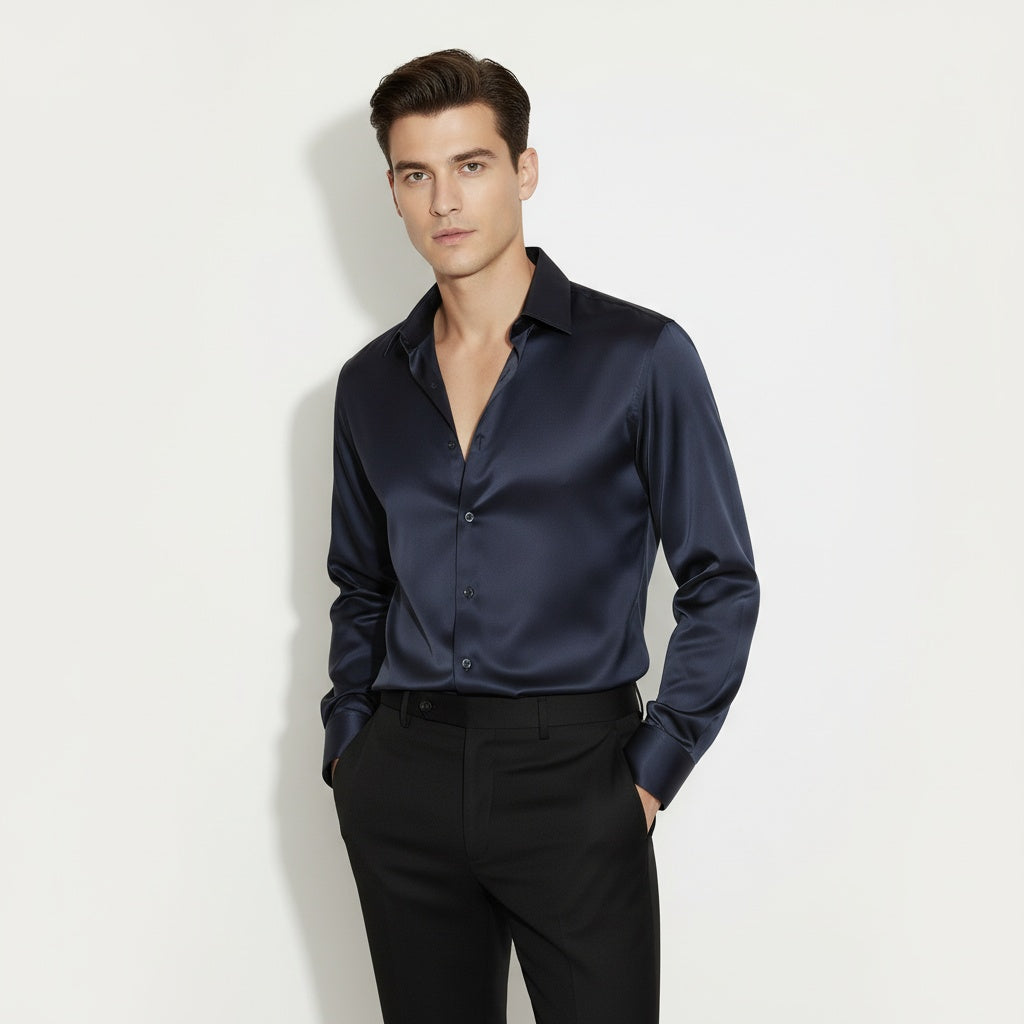 ARZO Midnight Luxe Satin Shirt