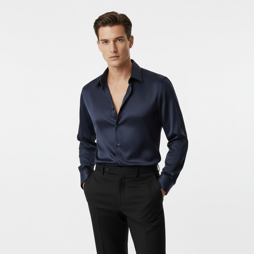 ARZO Midnight Luxe Satin Shirt