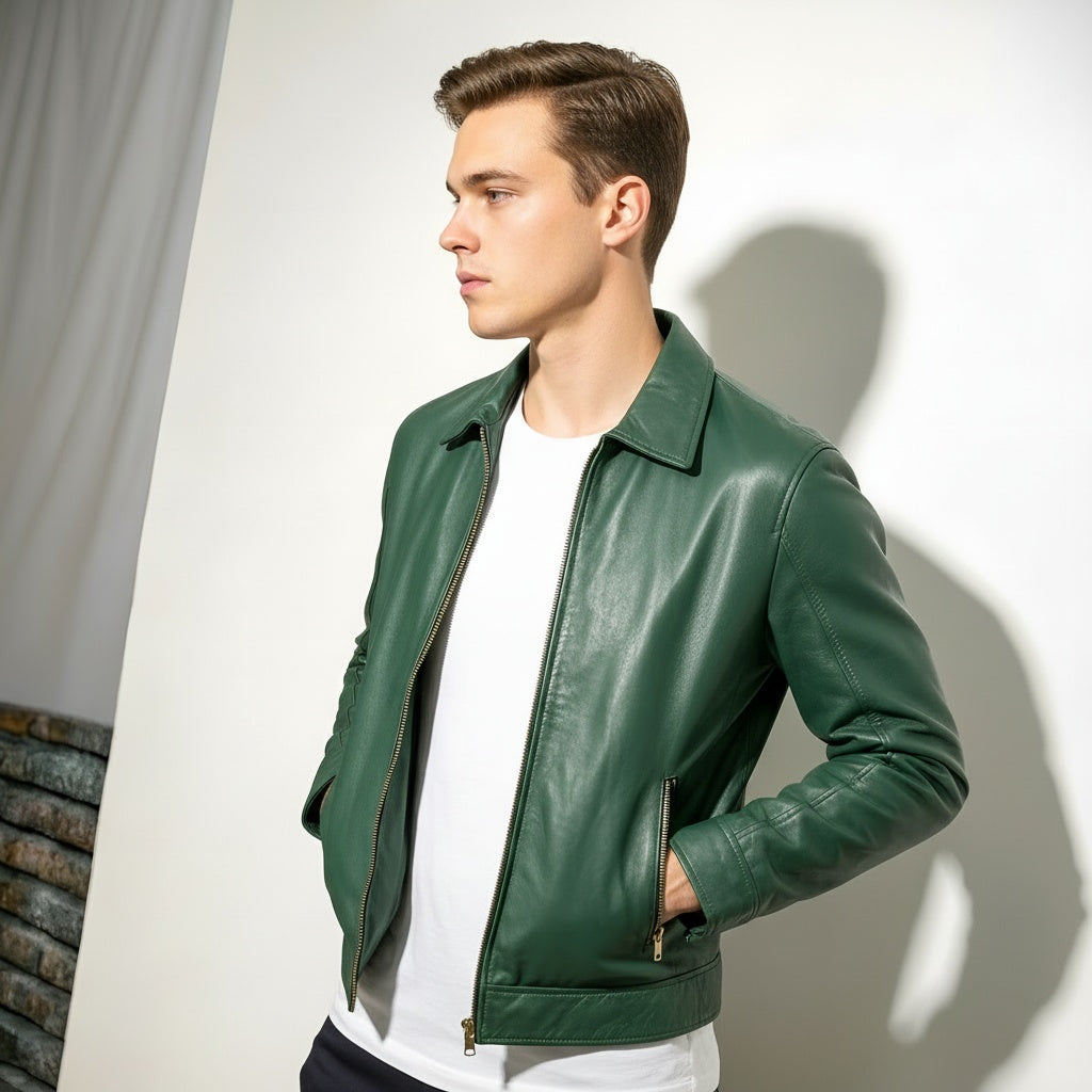 ARZO Emerald Luxe Leather Jacket