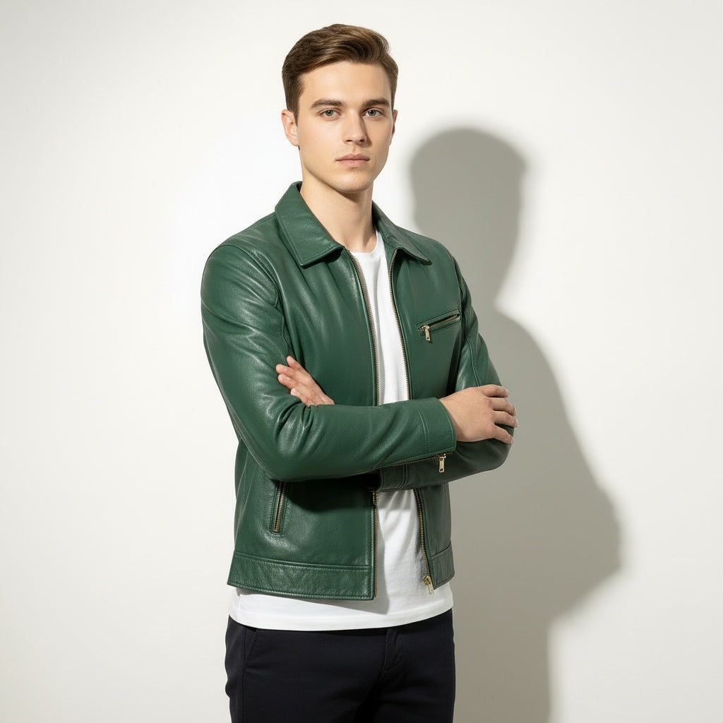 ARZO Emerald Luxe Leather Jacket