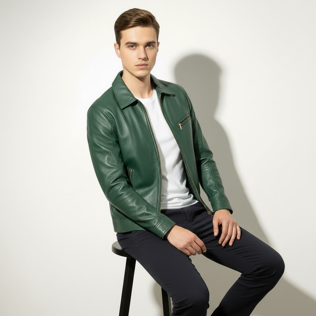 ARZO Emerald Luxe Leather Jacket