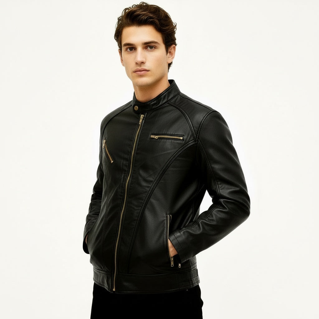 ARZO Midnight Racer Leather Jacket