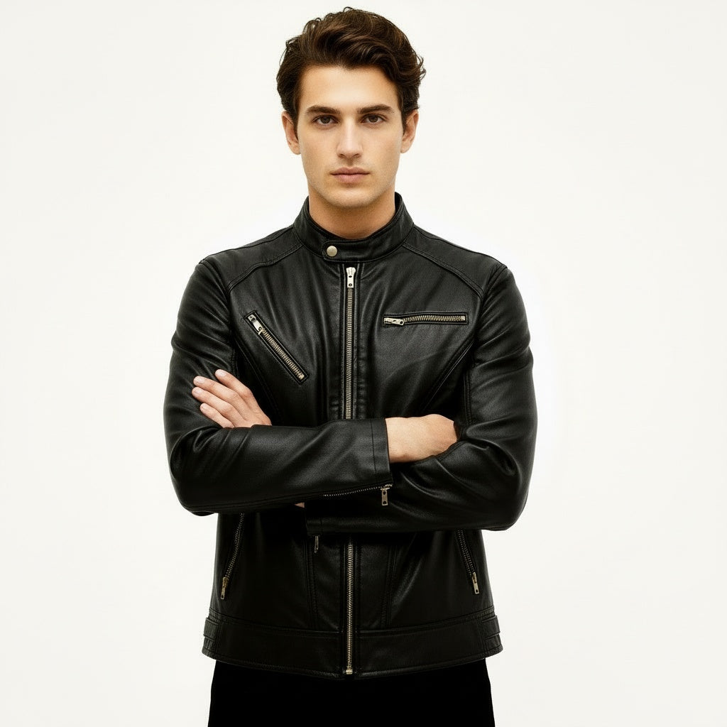 ARZO Midnight Racer Leather Jacket