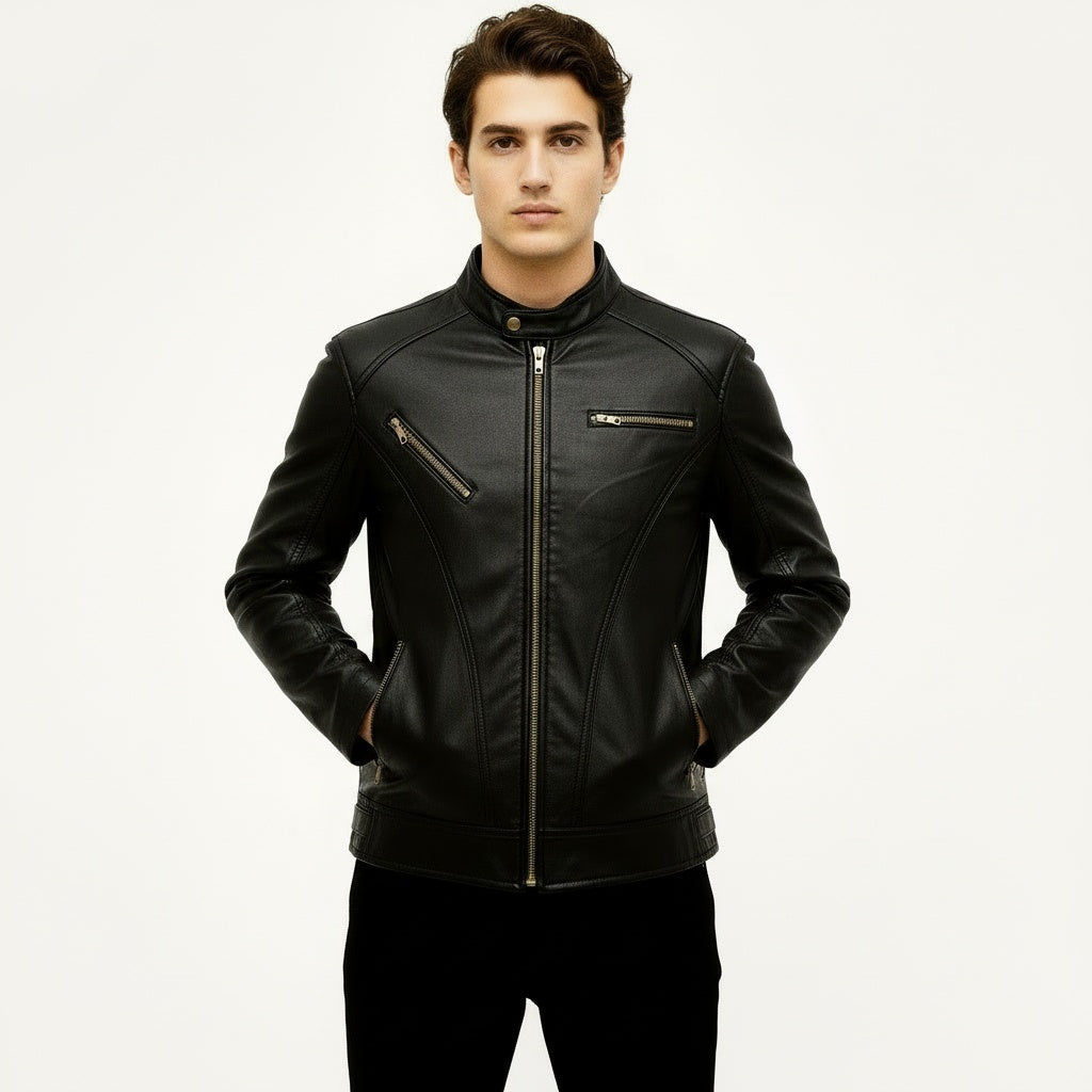 ARZO Midnight Racer Leather Jacket