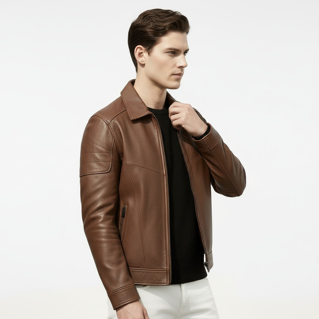 ARZO Imperial Brown Leather Jacket