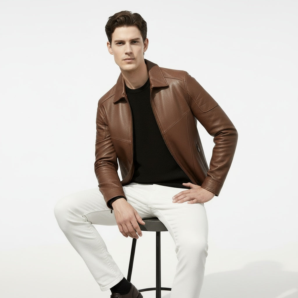 ARZO Imperial Brown Leather Jacket