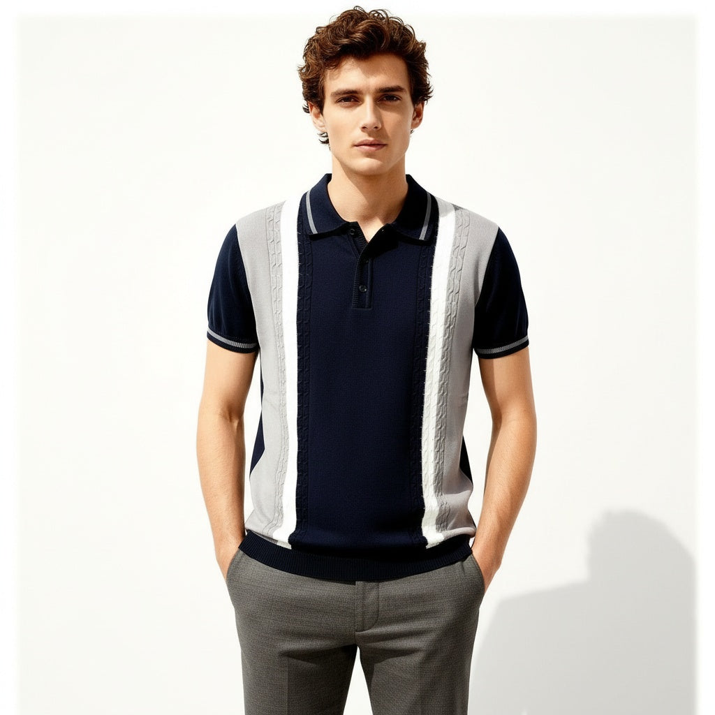 ARZO Navy Contrast Classic Polo