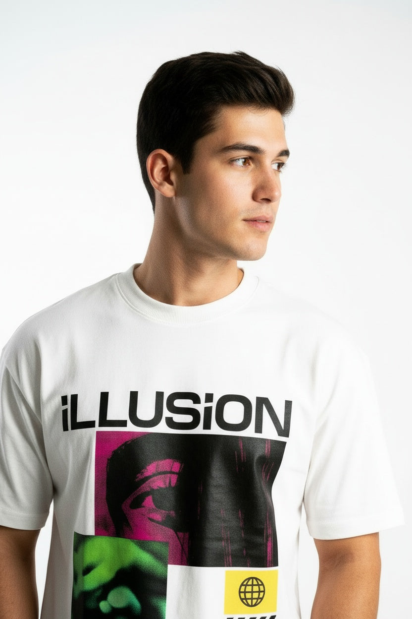 ARZO ILLUSION STATEMENT OVERSIZE TEE