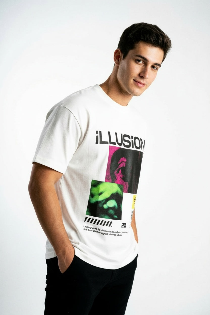 ARZO ILLUSION STATEMENT OVERSIZE TEE