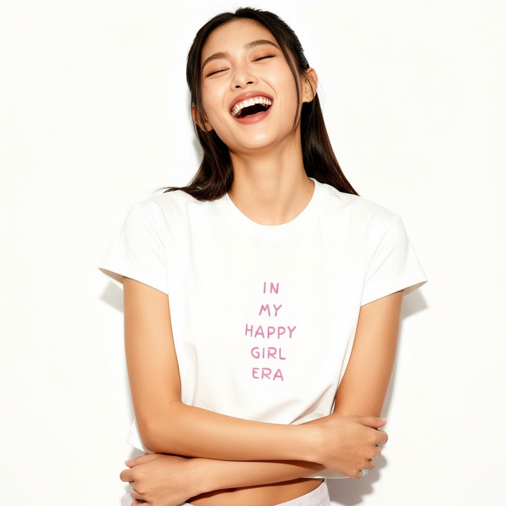 ARZO “Happy Girl Era” Graphic Crop Tee