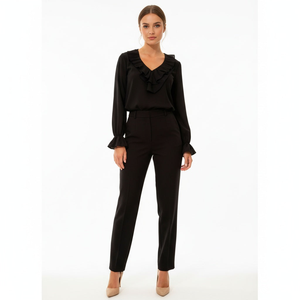 ARZO Midnight Ruffle V-Neck