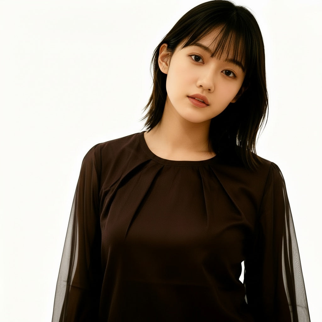 ARZO Cocoa Sheer Elegance Top (Brown)