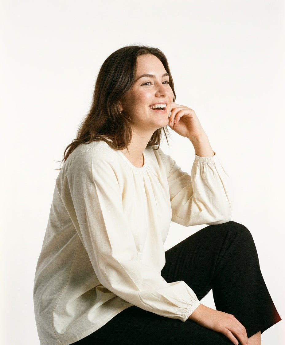 ARZO Pearl Soft Pleat Top (Off-White)
