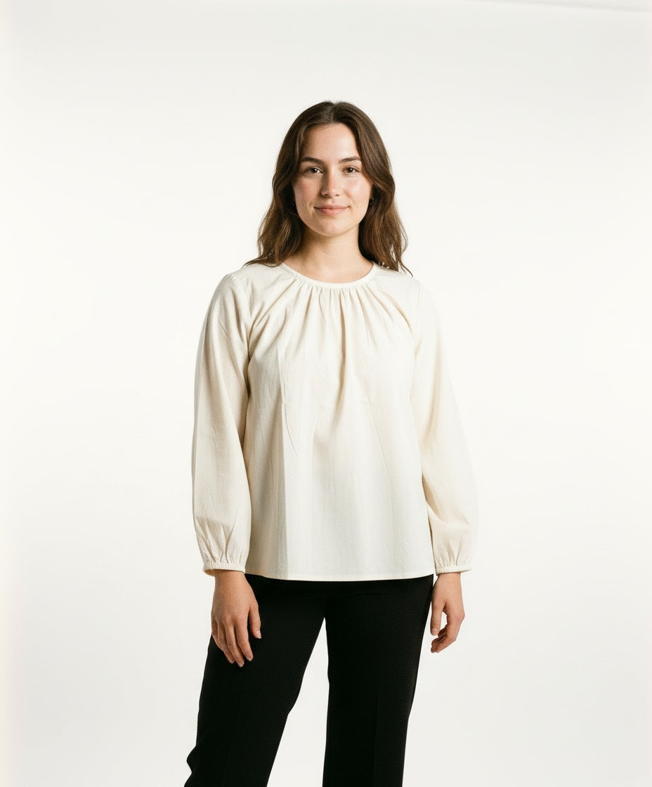 ARZO Pearl Soft Pleat Top (Off-White)