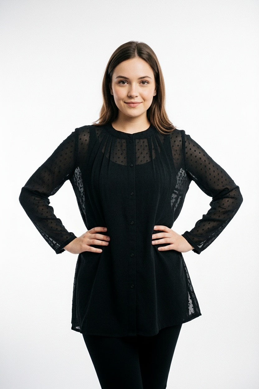ARZO Noir Sheer Elegance Tunic