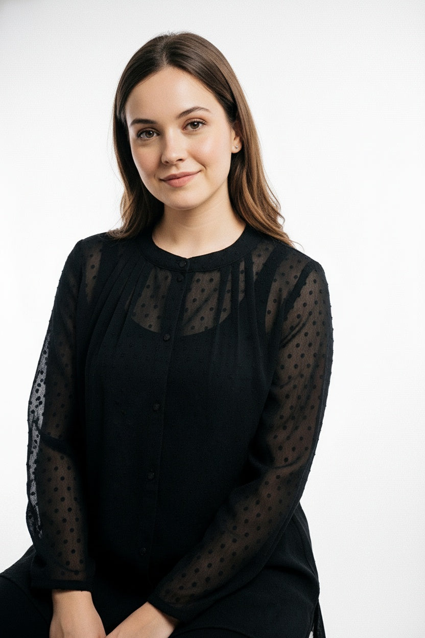 ARZO Noir Sheer Elegance Tunic
