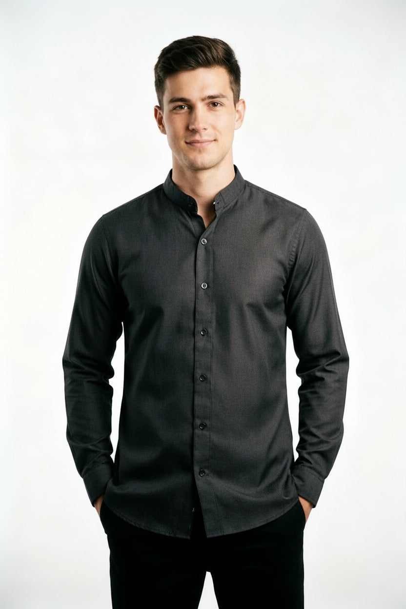ARZO Midnight Noir Mandarin Shirt
