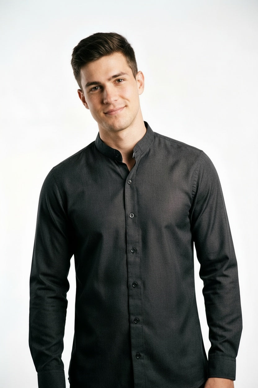 ARZO Midnight Noir Mandarin Shirt