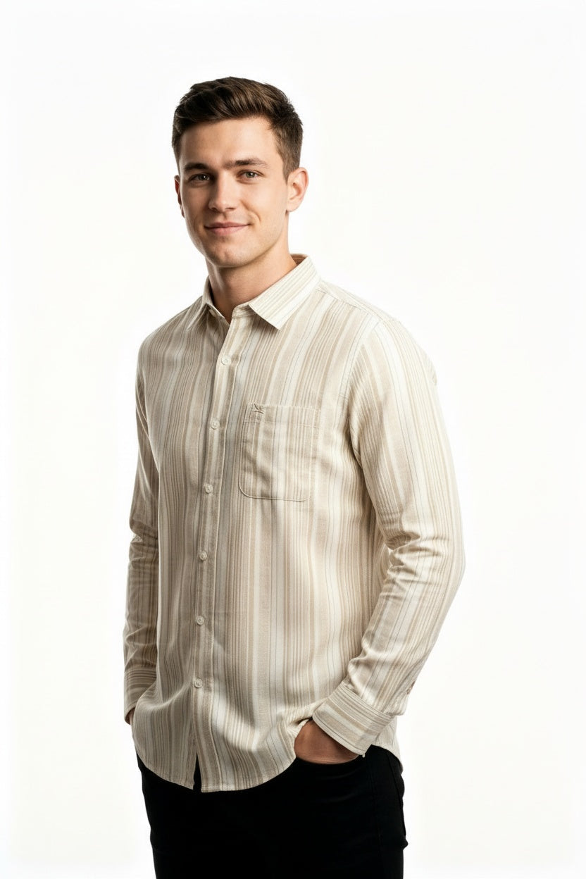 ARZO Linen Dune Stripe Shirt