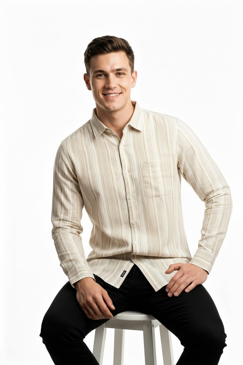 ARZO Linen Dune Stripe Shirt