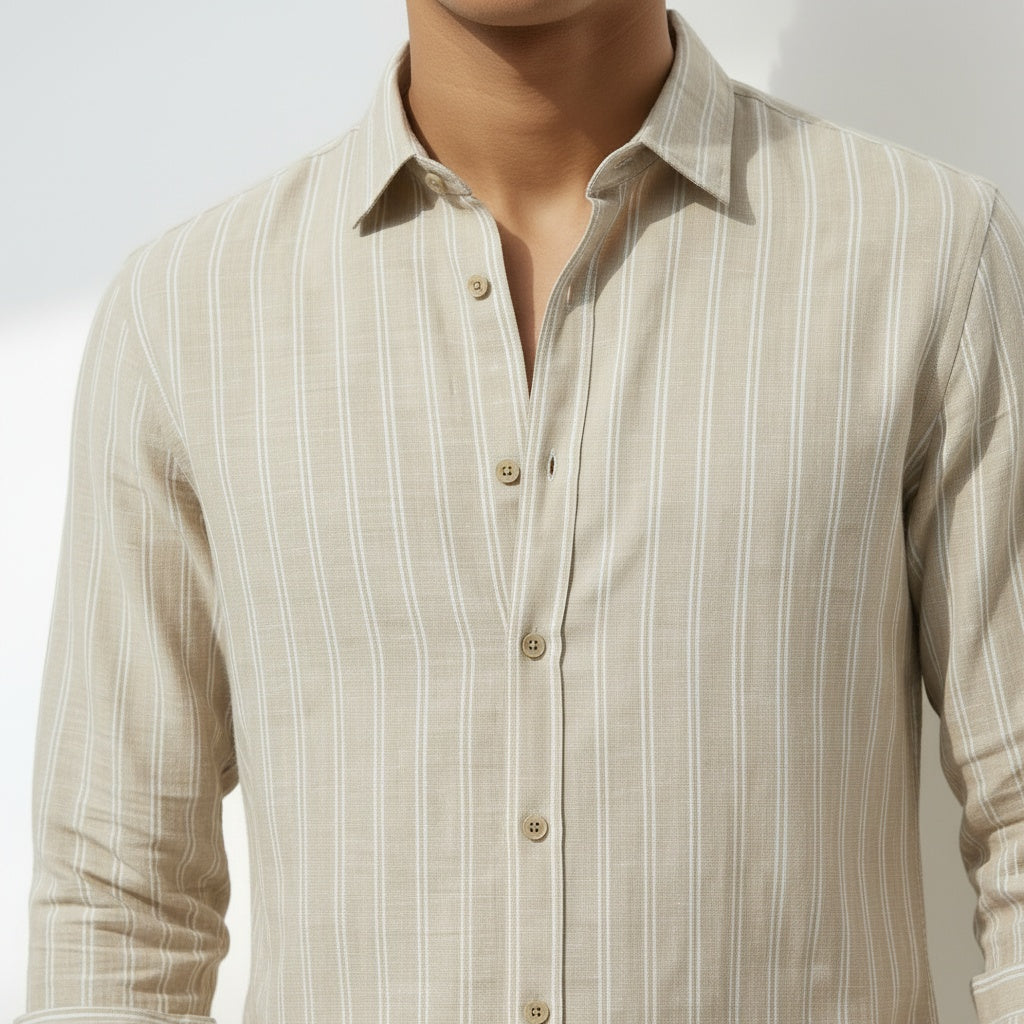 ARZO Ivory Sand Stripe Classic Shirt
