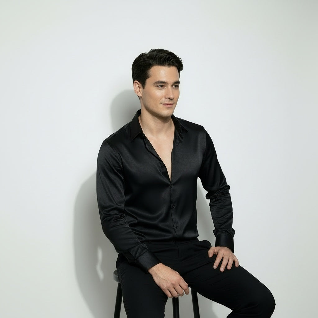 ARZO Midnight Luxe Satin Shirt