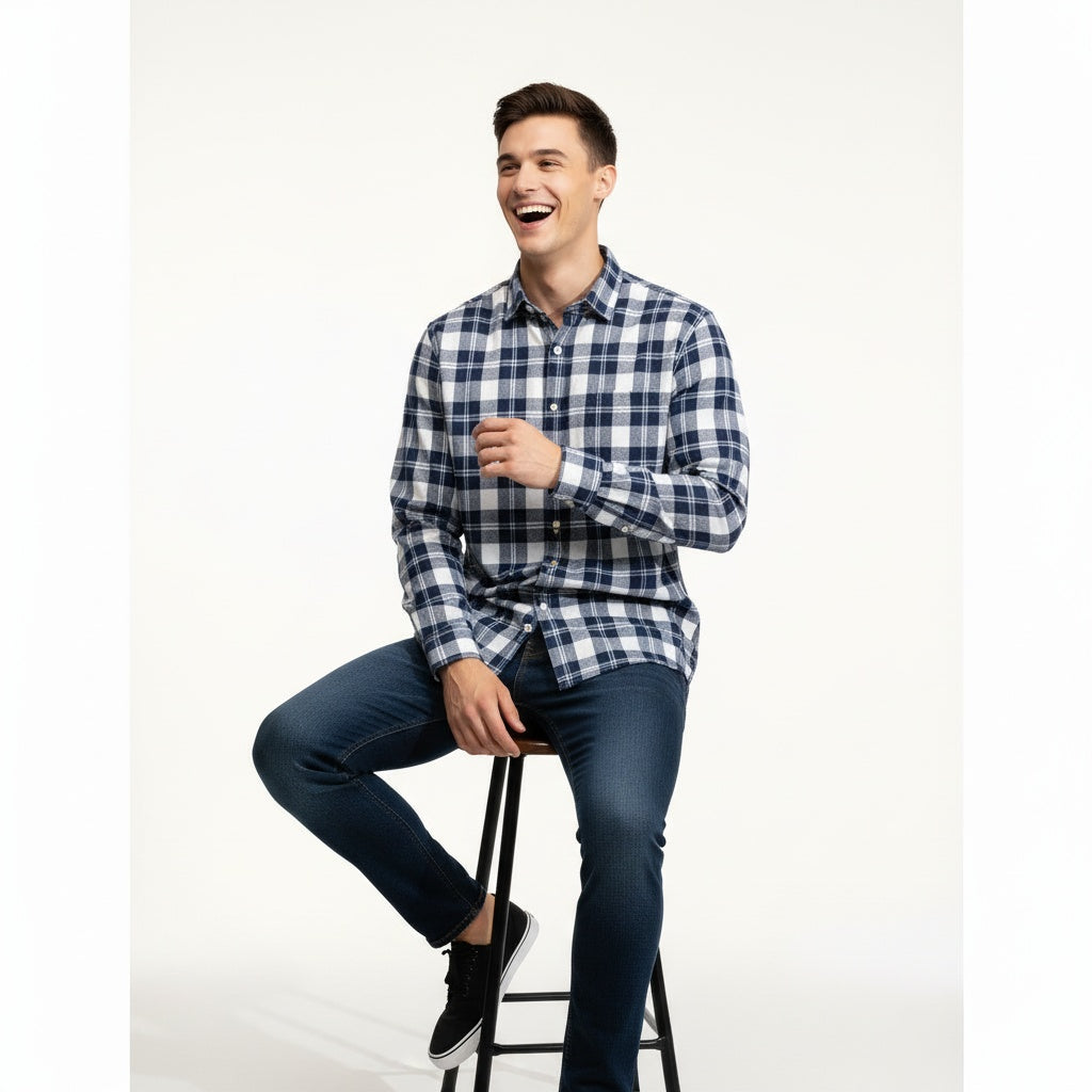 ARZO Navy Check Heritage Shirt