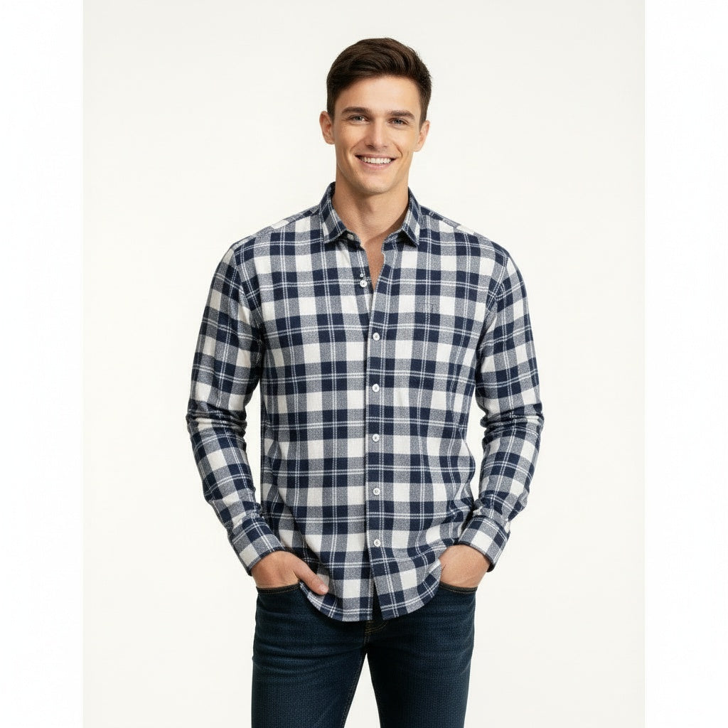 ARZO Navy Check Heritage Shirt
