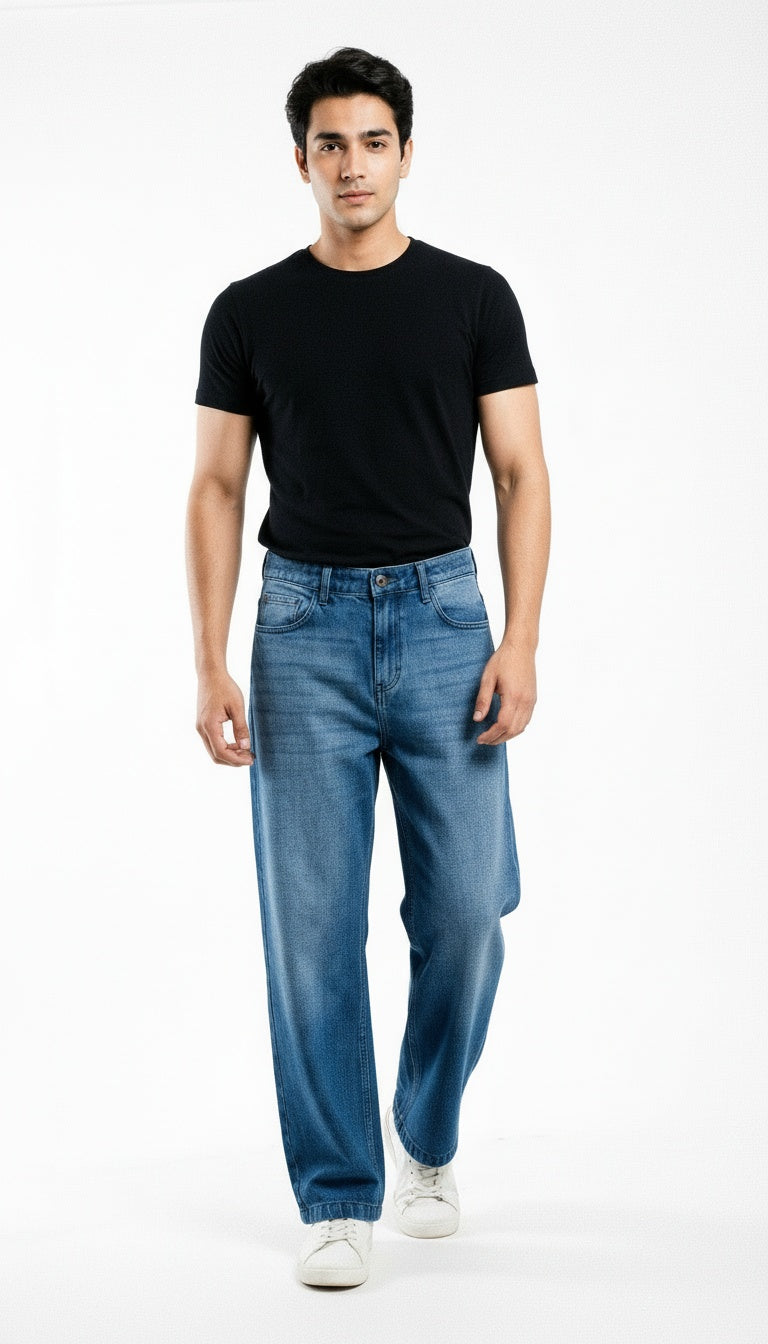 ARZO Classic Mid-Blue Baggy Jeans