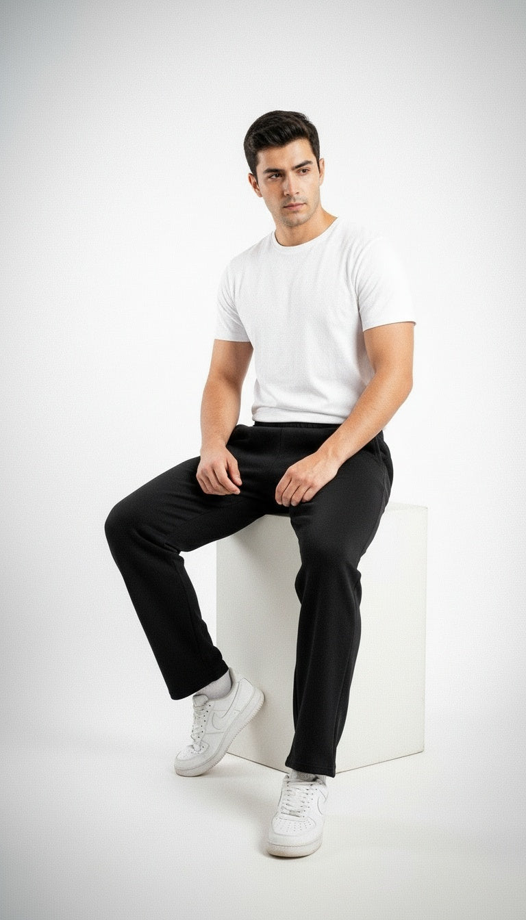 Jet Black Relaxed Joggers
