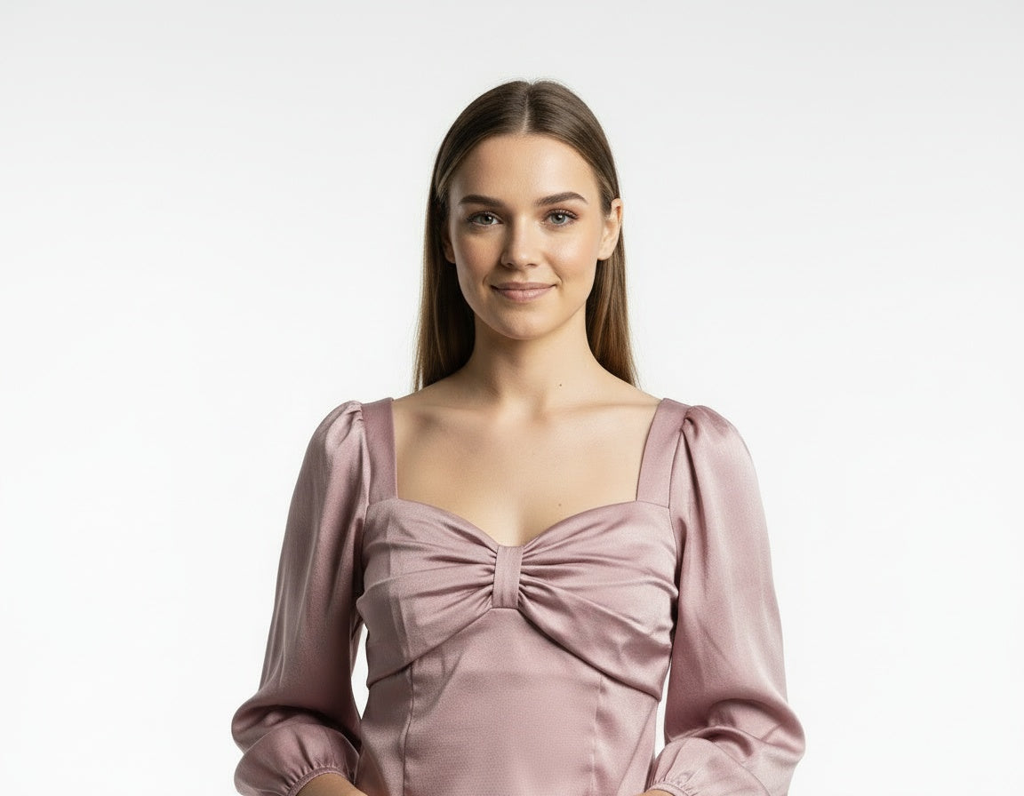 RZO Blush Luxe Ruched Satin Top